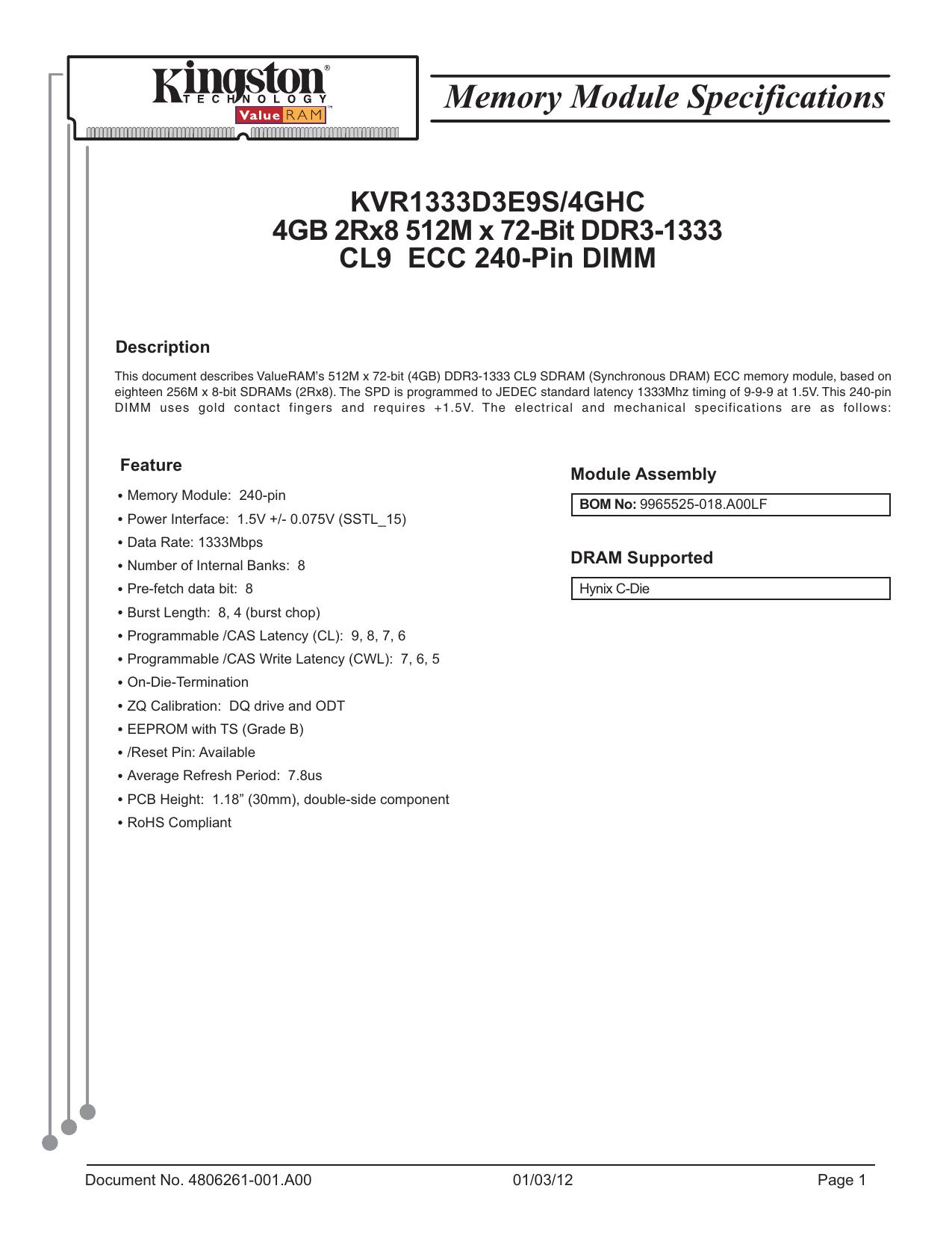 1333 datasheet preview page 1