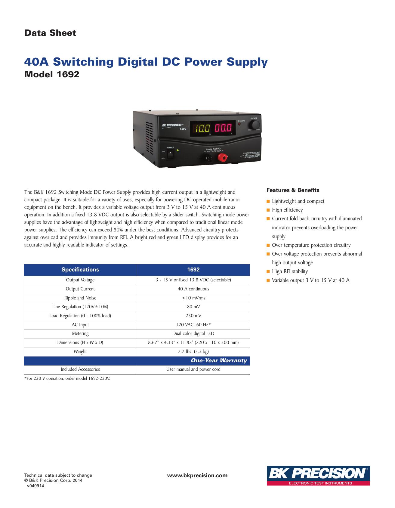 1692 datasheet preview page 1