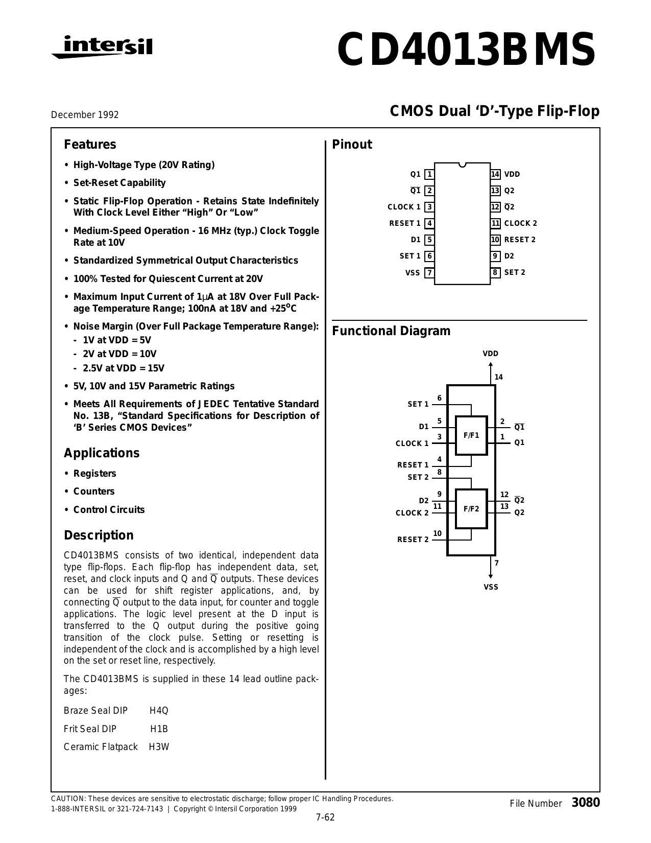4013B datasheet preview page 1
