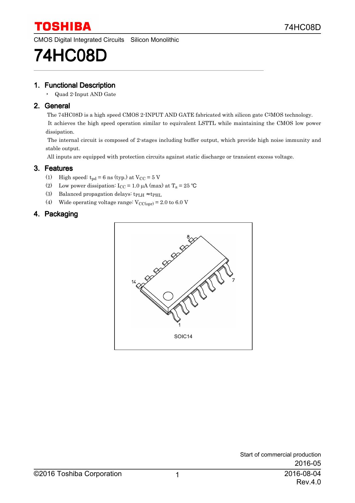 74HC08 datasheet preview page 1