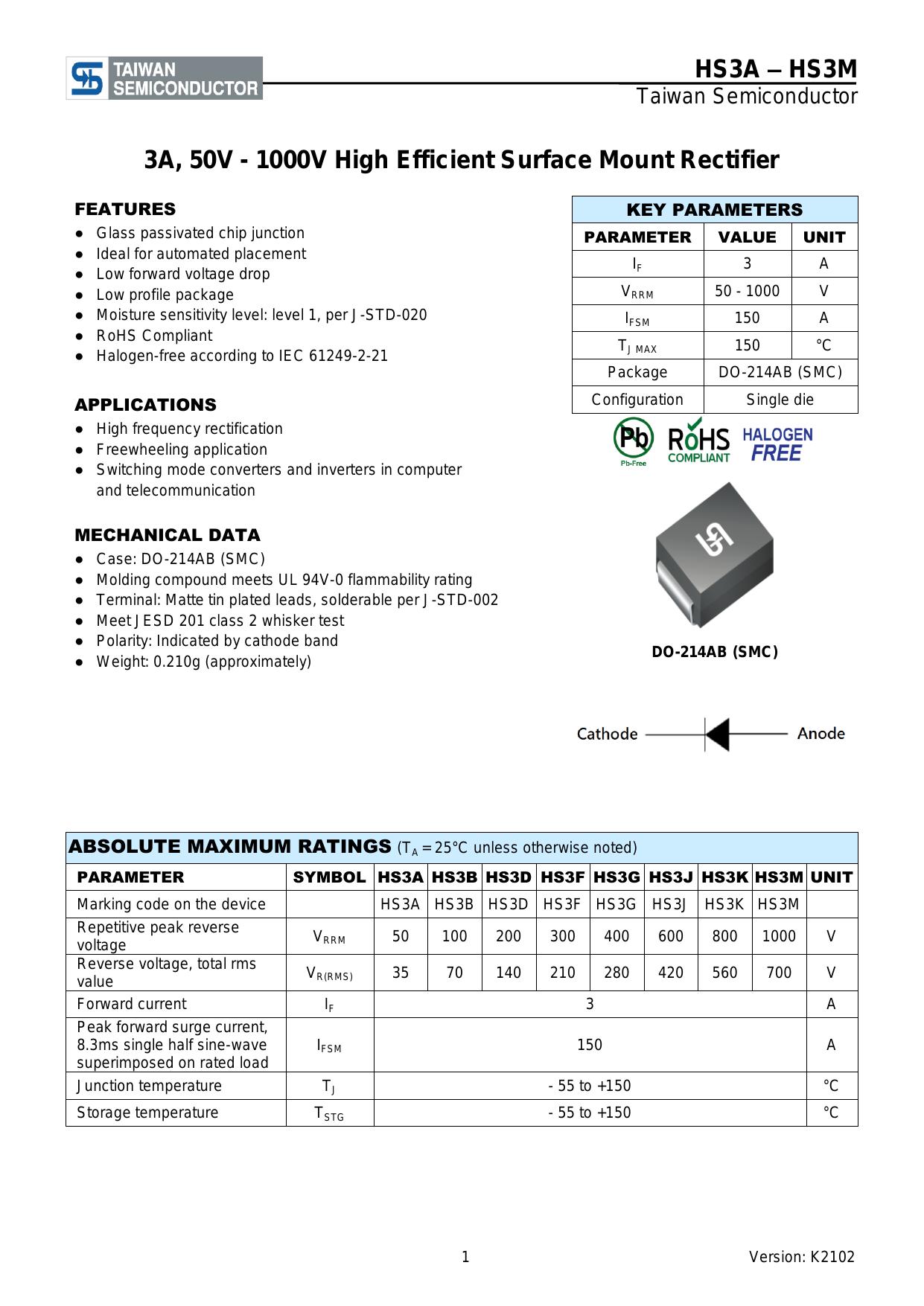 HS3M datasheet preview page 1