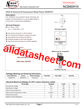 NCE60H15G datasheet preview page 1