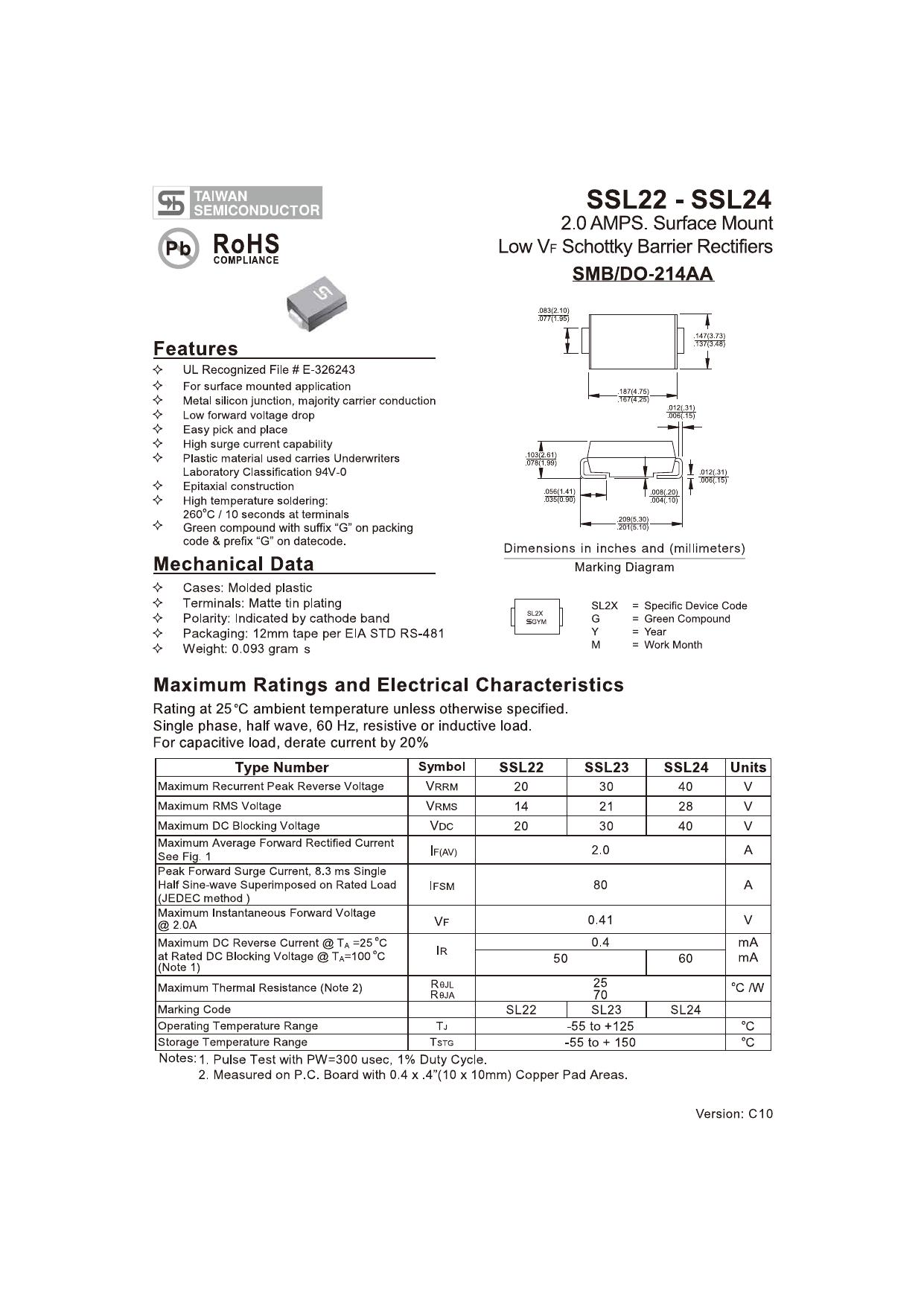 SSL2 datasheet preview page 1